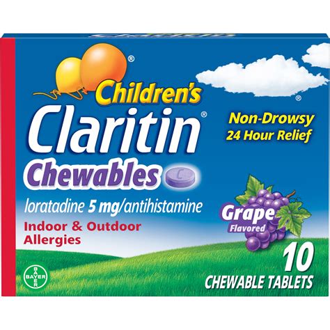 Claritin Allergy Medicine for Kids, Loratadine Antihistamine Grape Chewable Tablets, 10 Ct ...