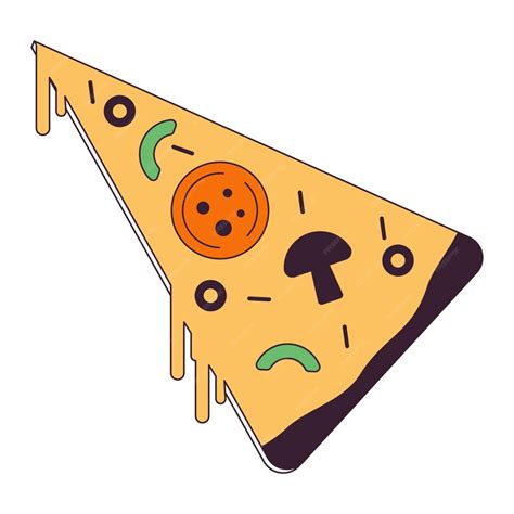 Premium Vector | Italian pizza slice flat monochrome isolated vector object tasty unhealhy food ...