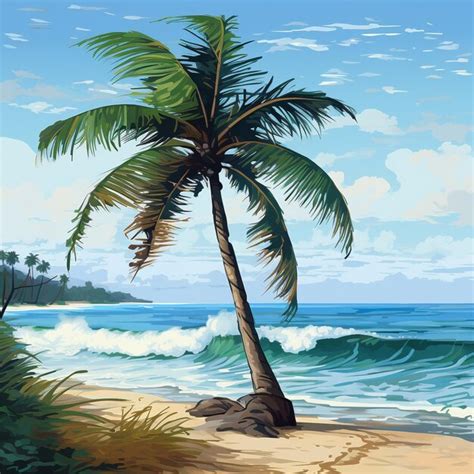 Premium AI Image | Coconut Tree with the Beach Background