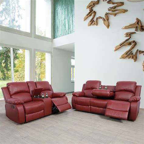 Ainehome3 Pieces Faux Leather Reclining Configurable Living Room Set ...