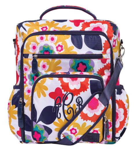 Monogrammed Backpack Diaper Bag - Colorful Floral | Personalized Babies