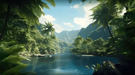 Download Ai Generated, Tropical Island, River. Royalty-Free Stock Illustration Image - Pixabay