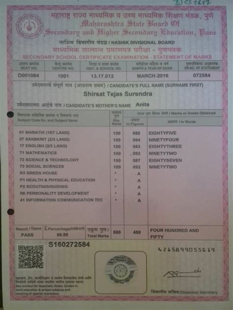 10th Marksheet | PDF