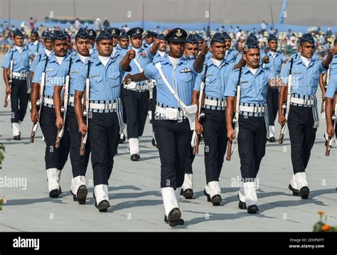 Indian Air Force (IAF) Contingent March past during the 88th Air Force ...