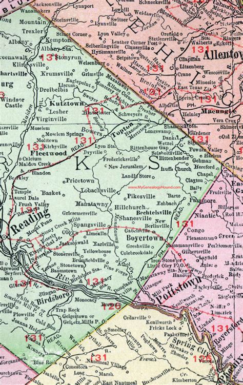 Berks County, Pennsylvania 1911 Map by Rand McNally, Reading, PA