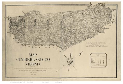 Cumberland County Virginia 1864 - Old Map Reprint - OLD MAPS