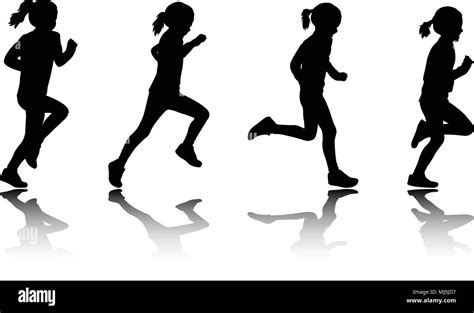 little girl running silhouettes - vector Stock Vector Image & Art - Alamy