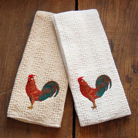 24″x15″ Cotton Kitchen Towel with Decorative Embroidery