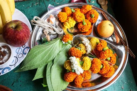 Plate of Flowers To Hindu God. Maharashtra Culture. Indian Traditional ...