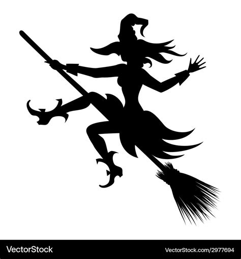 Flying witch silhouette Royalty Free Vector Image