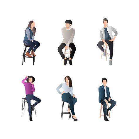 People Set Clipart PNG Images, Set Of People Sitting, Person, Vector ...