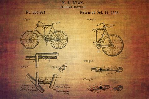 Ryan's folding bicycle patent from 1896 Digital Art by Eti Reid - Fine Art America