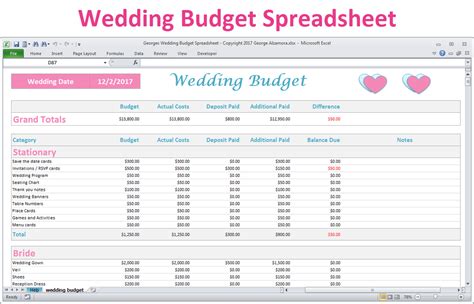 Excel Wedding Budget Planner Spreadsheet - Basic Version – BuyExcelTemplates.com