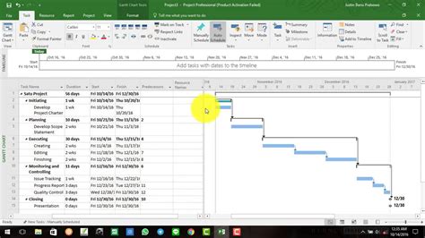 MS Project Gantt Chart Template