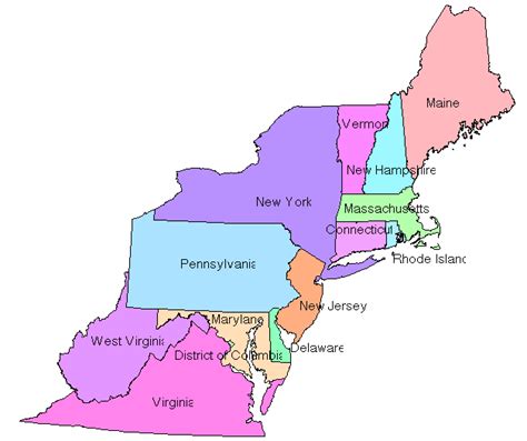 Northeast Region States and Capitals - Assessment