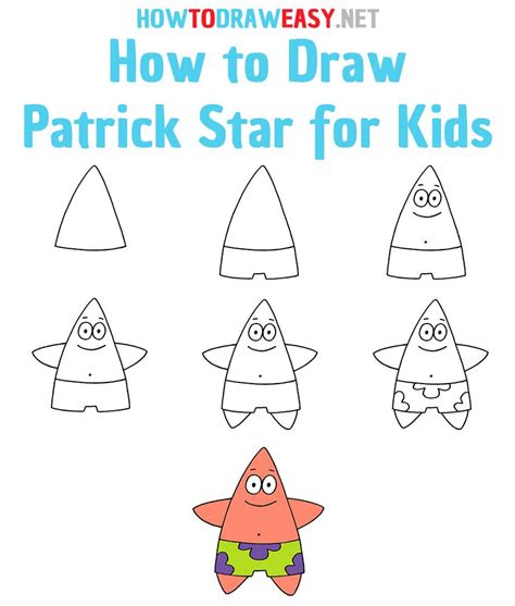 How to Draw Patrick Star Step by Step | Easy cartoon drawings, Easy ...