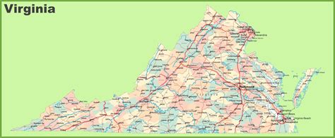 Map Of Virginia Showing County With Cities And Road Highways 8DC