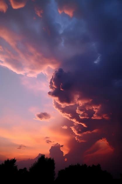 Premium Photo | Beautiful clouds at sunset at skyscraper purple sunset ...