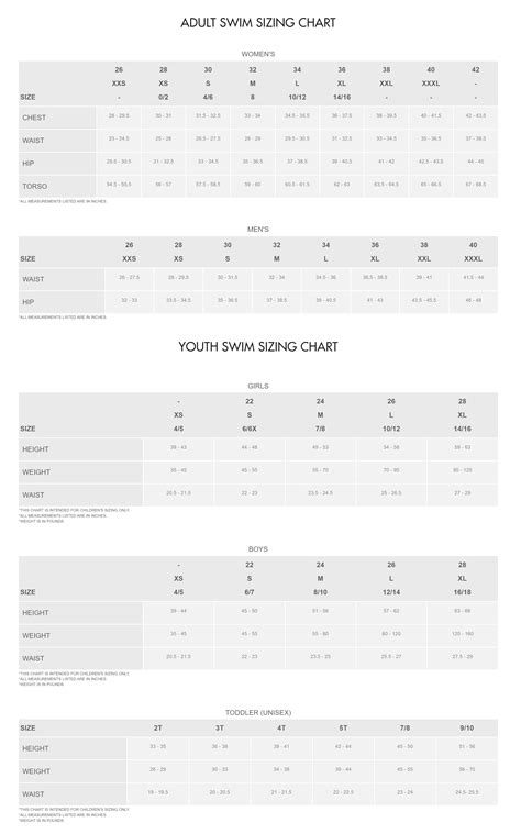 Size Charts