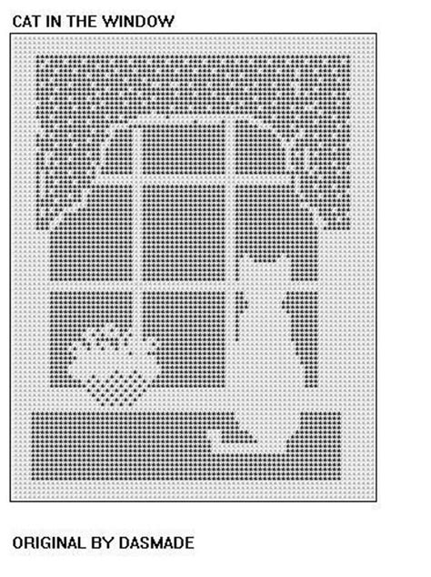 Filet Crochet Cat in the Window Pattern Afghan Doily 459 - Etsy ...