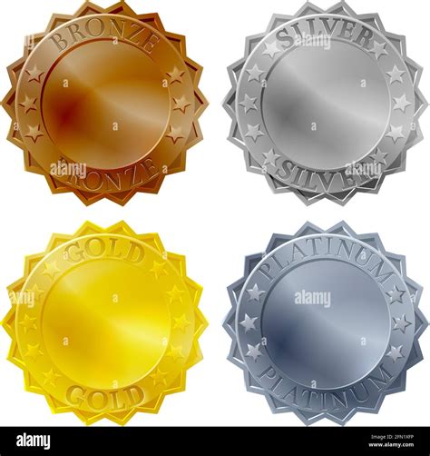 Medals Bronze Silver Gold Platinum Icon Set Stock Vector Image & Art ...