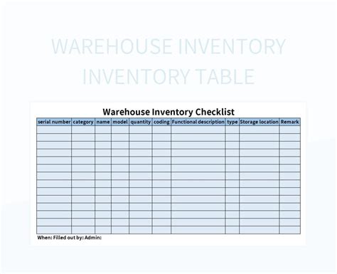 Warehouse Inventory Inventory Table Excel Template And Google Sheets ...