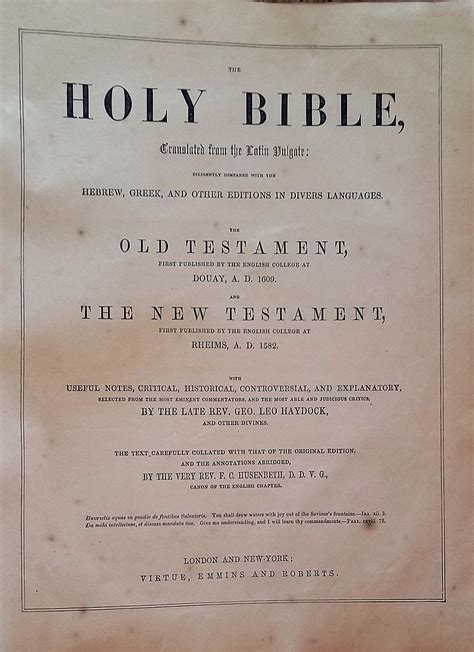 The / Holy Bible / Translated from the Latin Vulgate: / Translated from the Latin Vulgate ...