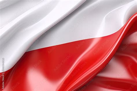 white and red background, waving the national flag of Poland, waved a ...