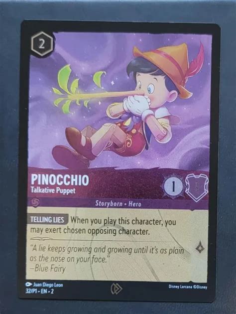 DISNEY LORCANA PINOCCHIO - Talkative Puppet 32/P1 Promo Card PAX UNPLUGGED 2023 $14.50 - PicClick