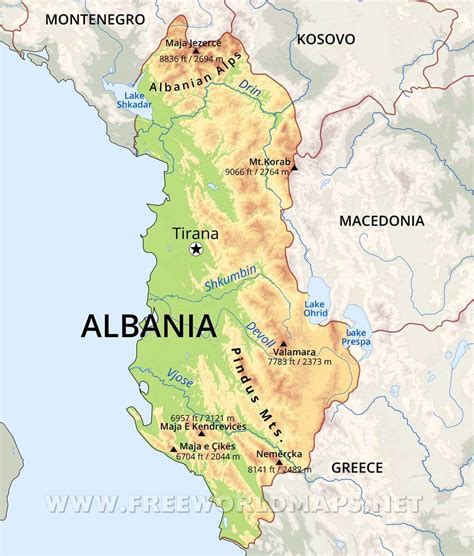 Albania Physical Map