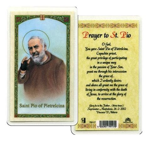 Prayer Card Prayer to Padre Pio Laminated HC-E - Etsy