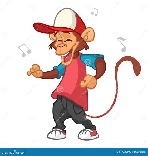 Cartoon Monkey Dancing. Vector Illustration Stock Vector - Illustration ...