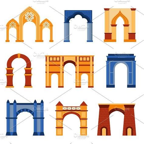 Arch vector set | Entrance design, Incredible india posters, Architecture