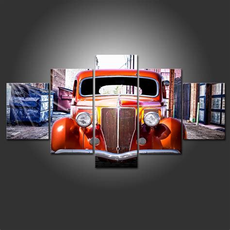 Classic Car Poster Wall Art Print Painting 5 piece canvas art car Pics Artwork for Living Room ...