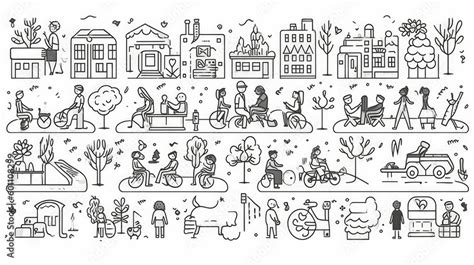 Vector illustration of various doodle characters Stock Illustration ...