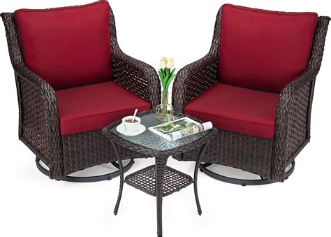 Outdoor 360° Swivel Rocker Patio Chairs Set of 2 and Matching End Table ...