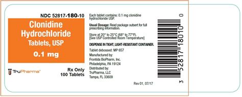 Clonidine Tablets - FDA prescribing information, side effects and uses