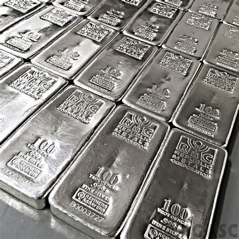 100 oz Republic Metals RMC Cast Silver Bars .999 Fine Silver Bullion ...