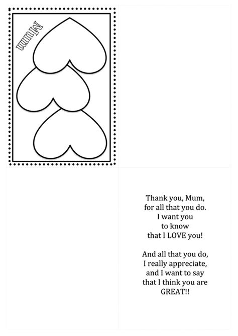 Mothers Day Card Template Free Printable