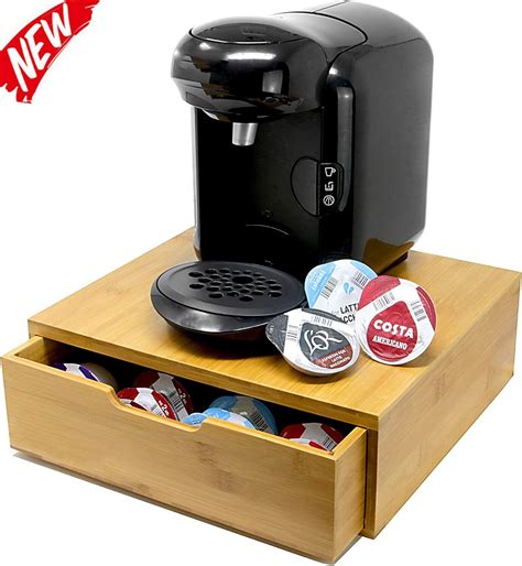 WOODEN COFFEE MACHINE STAND & CAPSULE POD STORAGE ORGANIZER HOLDER ...