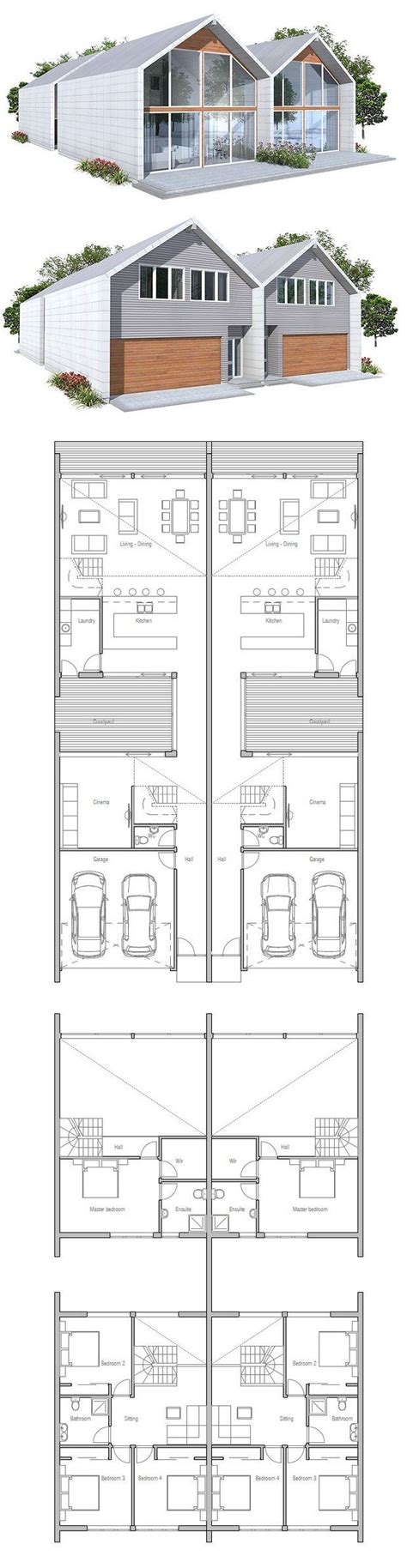 Duplex House Plan CH108D | Container house plans, Duplex house plans ...