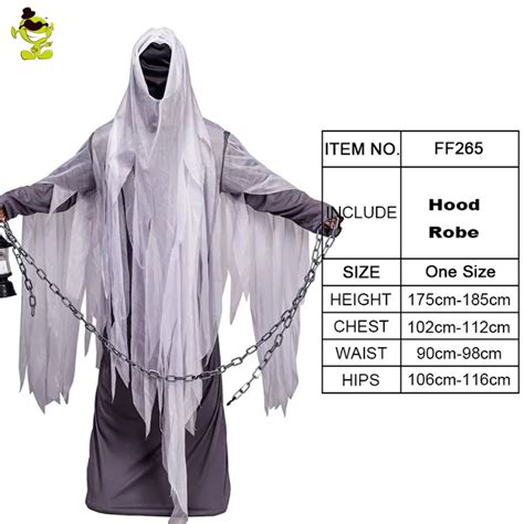 Halloween Men's Ghost Costume Role Play With Hooded Ghost Cosplay ...