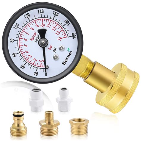 Water Pressure Gauge Kit,Universal Water Pressure Test Gauge with Lead-Free Brass Hose Fittings ...