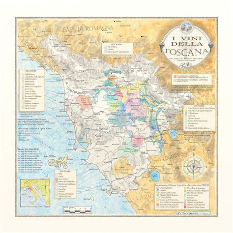 Tuscany Wine Map, Italy Wine Map, Tuscan Wines - Etsy