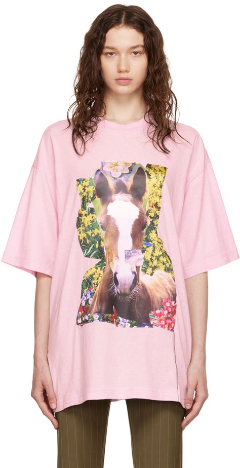 Acne Studios: Pink Horse T-Shirt | SSENSE