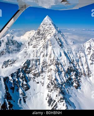 Aerial view of Summit of Mount Foraker and the Alaska Range as seen ...