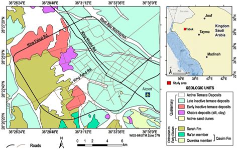 General geological map of Tabukcity (Modified from Janjou [47]). | Download Scientific Diagram