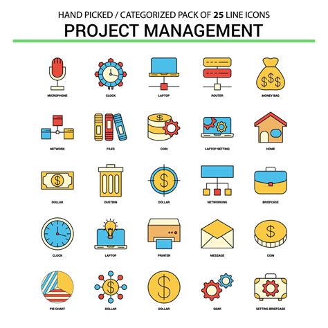 Project Management Flat Line Icon Set Business Concept Icons Design 14364644 Vector Art at Vecteezy