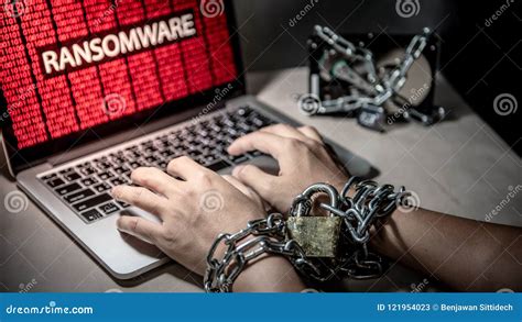 Locked Hands and Ransomware Cyber Attack on Laptop Stock Image - Image ...