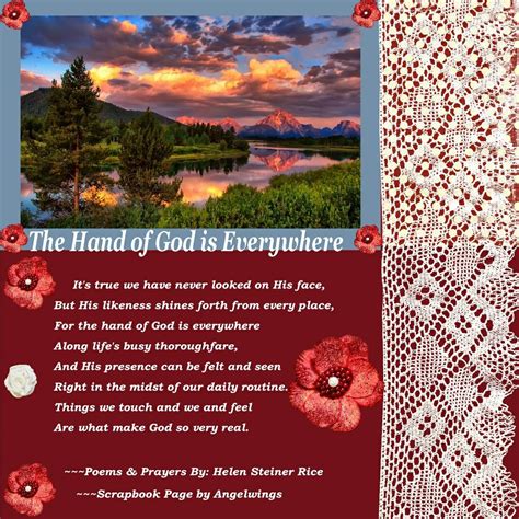 "The Hand of God is Everywhere", by Helen Steiner Rice, Scrapbook Page by Angelwings | Helen ...